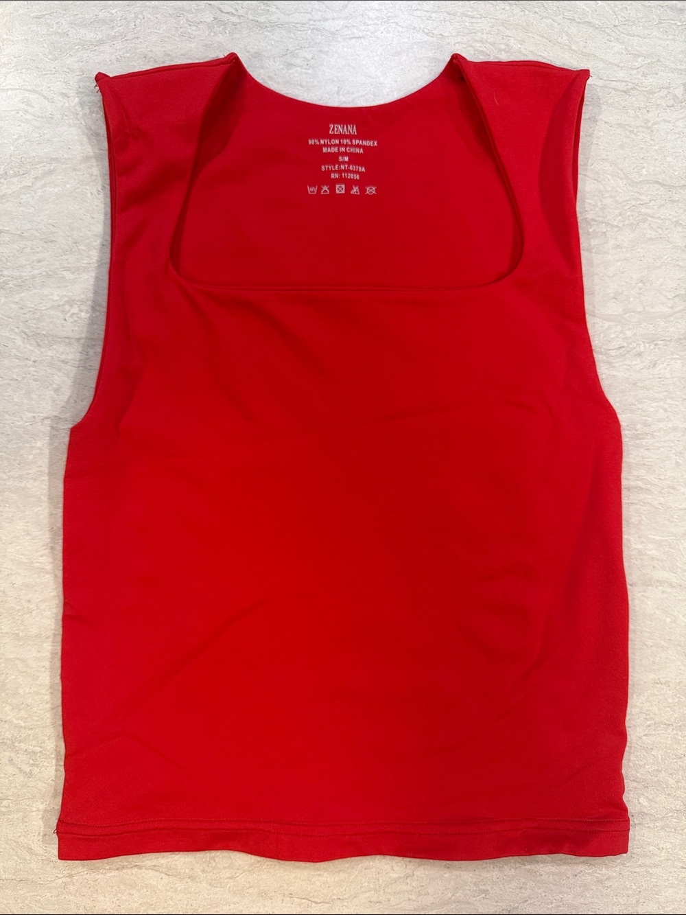 Zenana Outfitters Red Square Neck Sleeveless Tank
